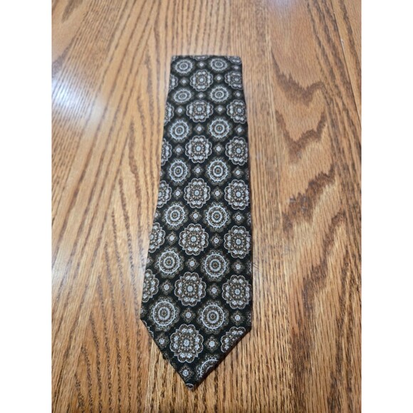 NEW Joseph Abboud Brown White & Blue Flower Designer NeckTie MSRP $79.50 61” - Picture 1 of 3